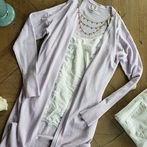 Long Lavendar Knit Cardigan